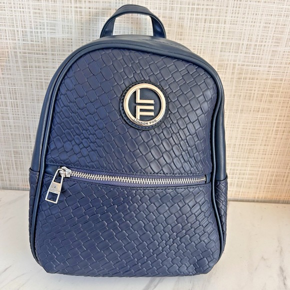 London Fog Navy Woven Backpack 100th Anniversary‎ New $108 MSRP Bowery Medium Sz main image 9